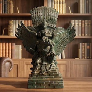 Lord Vishnu Riding Garuda Statue,  Balinese Hindu Sculpture, Spiritual Home Decor, 13.7 Inch, Holiday Gift