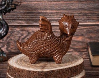 Handcrafted Wooden Dragon Sculpture, Gothic Rustic Decor, Small Animal, 4.5 Inch