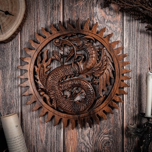 Wooden Dragon Wall Decor 11.5&quot;, Chinese Dragon, Wall Art, Wood Carving, Animal, Office Decor, Handmade, Gift for Him, Christmas Gift