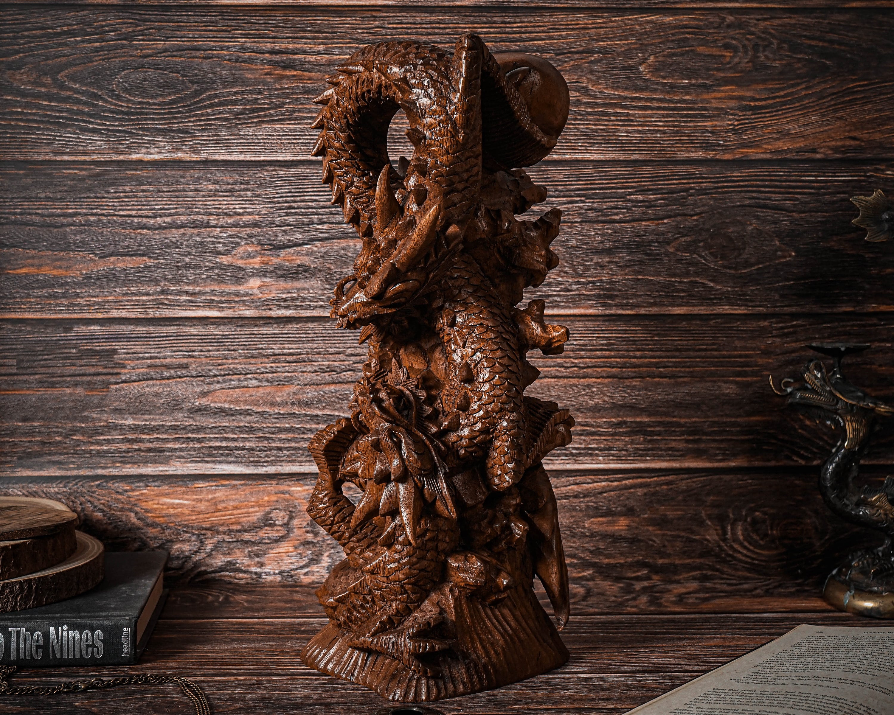 Wood carvings large dragon huuha woodart - Etsy 日本