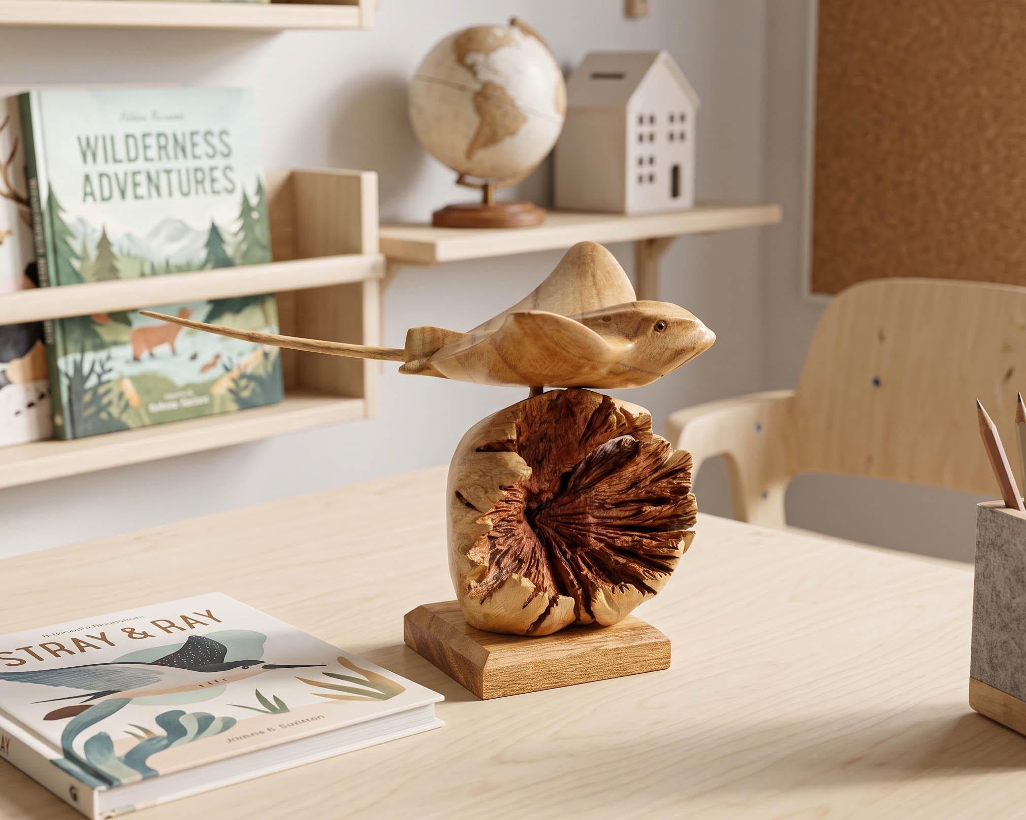 Wood manta ray sculpture - Etsy 日本