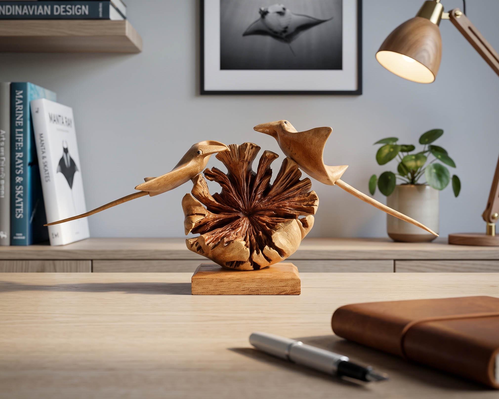 Wood manta ray sculpture - Etsy 日本