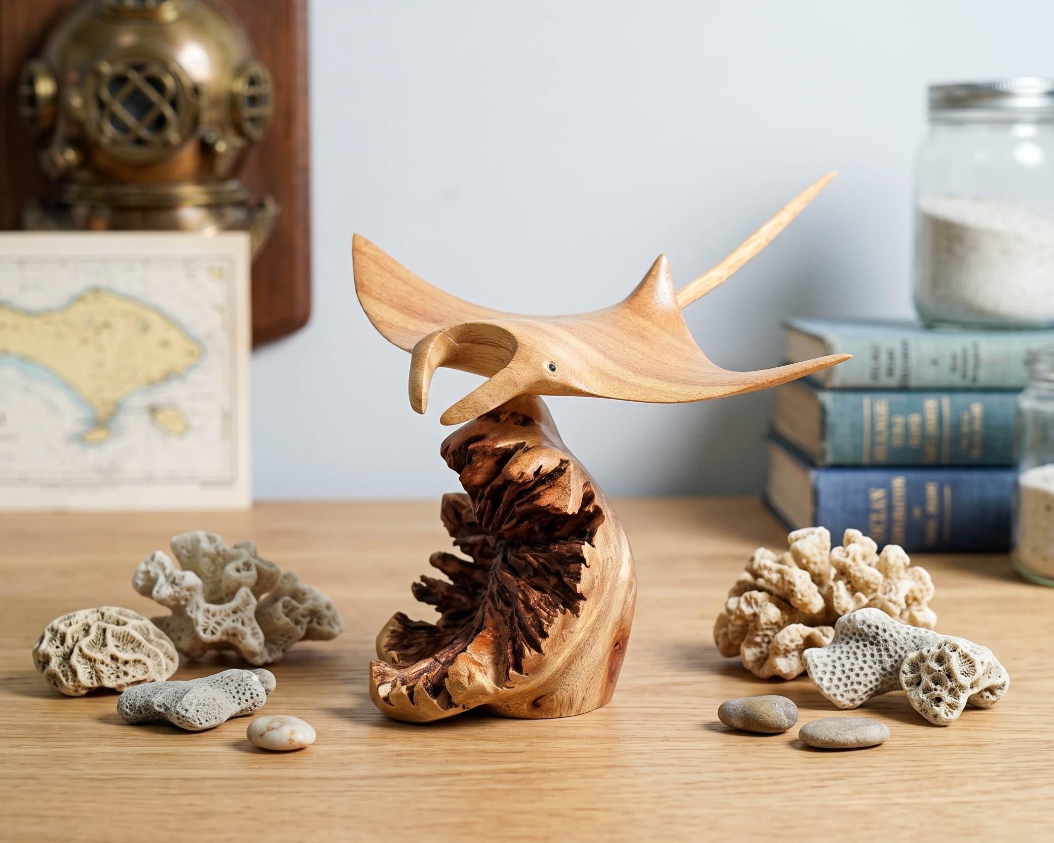 Wood manta ray sculpture - Etsy 日本
