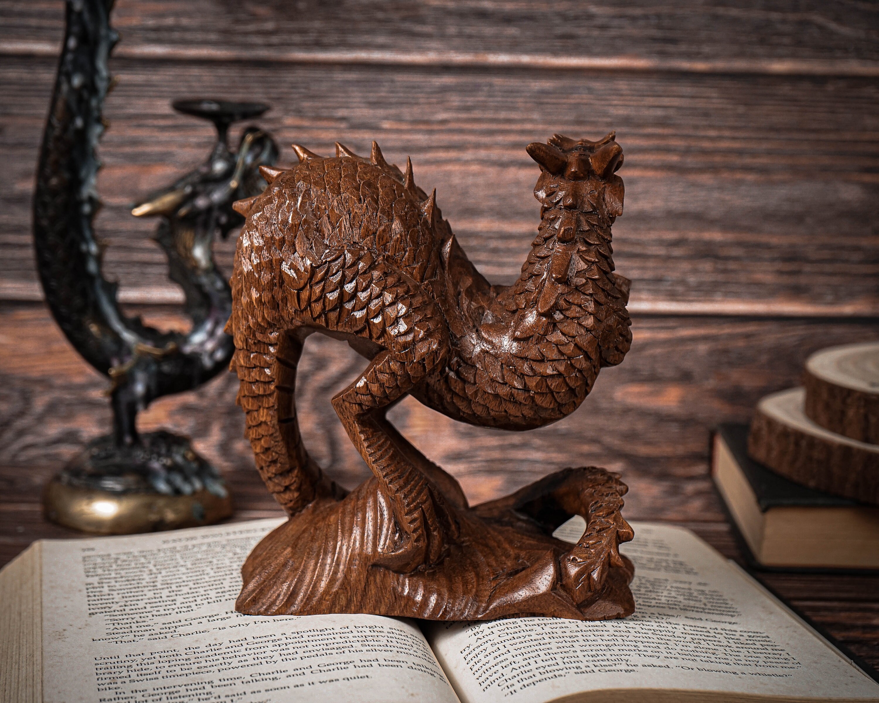 Wooden Dragon Statue 6, Unique Sculpture, Chinese Dragon, Mystical