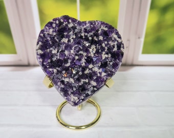 Druzy Amethyst Heart with Calcite
