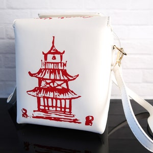 Buy Fashion Crossbody Shoulder Bag, i5 Chinese Takeout Box Purse with  Comfortable Chain Strap (White-red 2) at