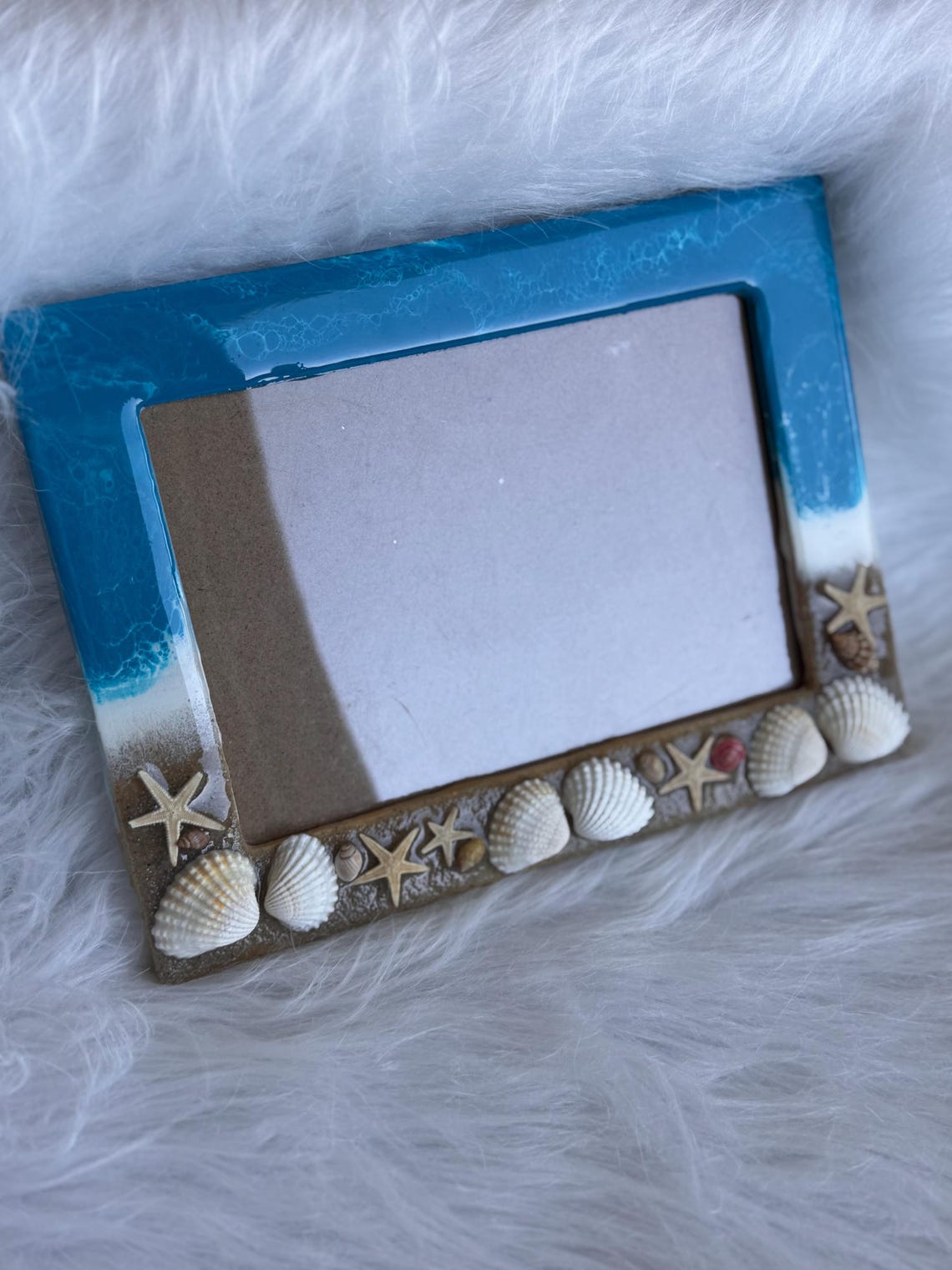 Ocean Resin Picture Frame | Real Seashell & Starfish Decor - Etsy