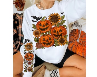 Pumpkin sunflower PNG digital download