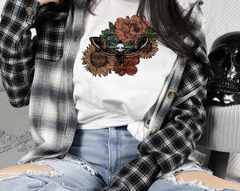 Boho Floral Death Moth PNG Digital Download