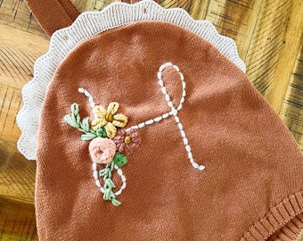 Custom Hand Embroidered Knit Romper, Custom Romper, Name Romper, Milestone, children’s clothes, gift, summer