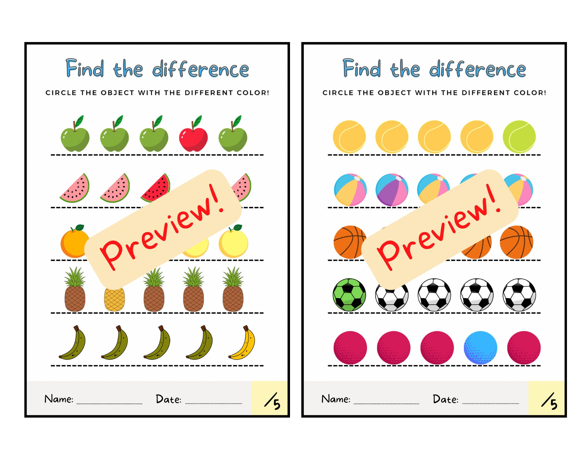 Find the Differences for Kids Preschool Exercises Printable PDF File Find the Differences for Kids Preschool Exercises Printable PDF File