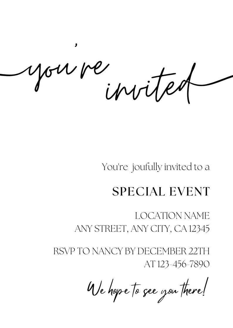 Modern Business Invitation Minimalist You're Invited Etsy
