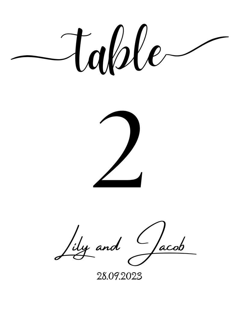 EDITABLE Wedding Table Number Template Modern Minimalist Etsy