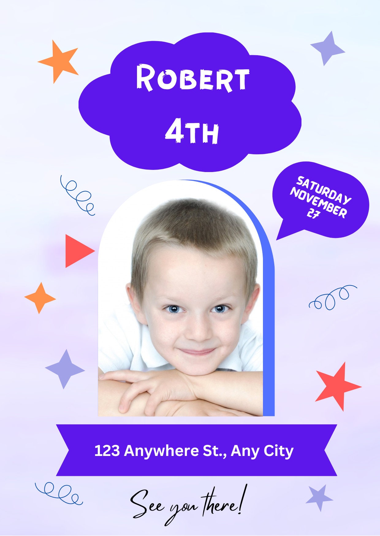 Editable Blue Birthday Party Invitation With Photo Etsy Ireland