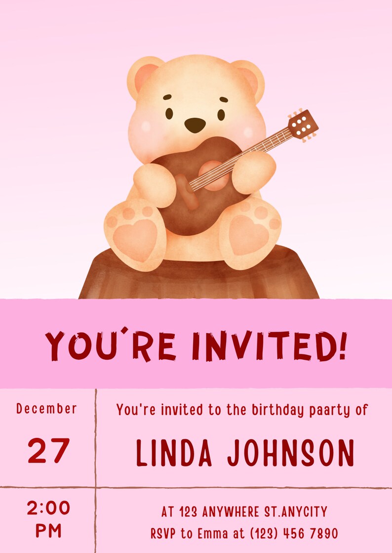 Birthday Party Invitation With Photo Editable Kids Party Etsy