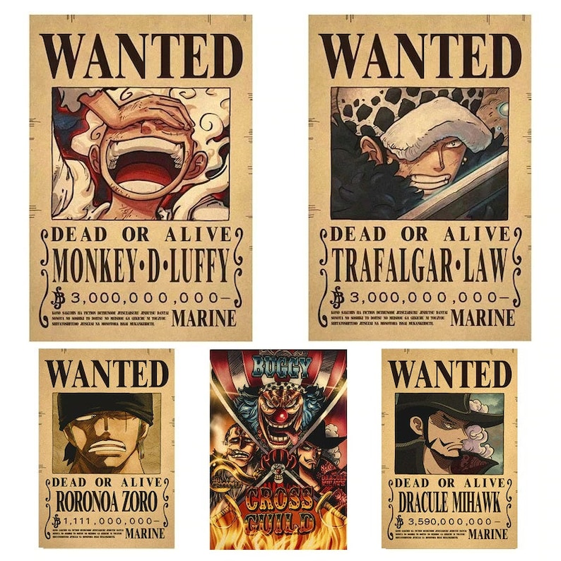 One Piece Bounty Poster Luffy Law Buggy Cross Guild - Etsy UK