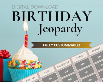 Birthday Jeopardy | Custom Birthday Party Game | Digital Download! | Customizable Birthday Jeopardy | Birthday Trivia Game | Milestone BDay