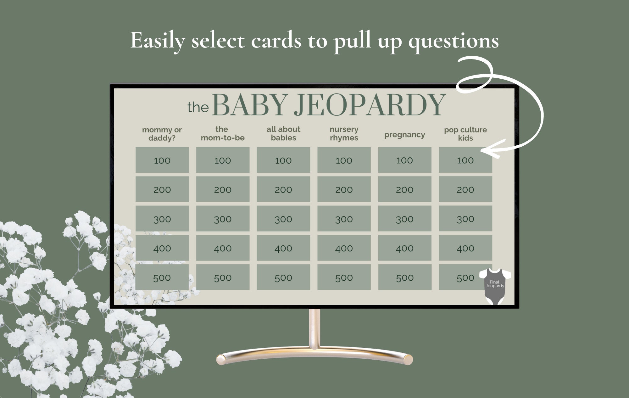 Baby Shower Jeopardy Baby Shower Game Digital Download Customizable