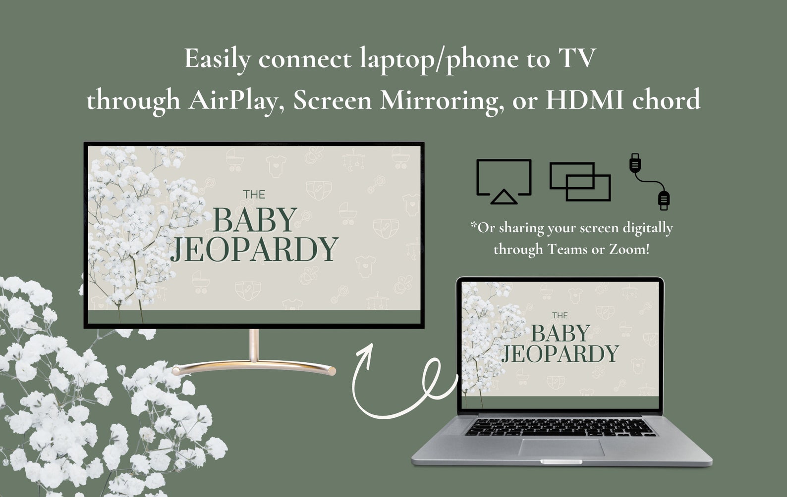 Baby Shower Jeopardy Baby Shower Game Digital Download Customizable Baby Shower Jeopardy