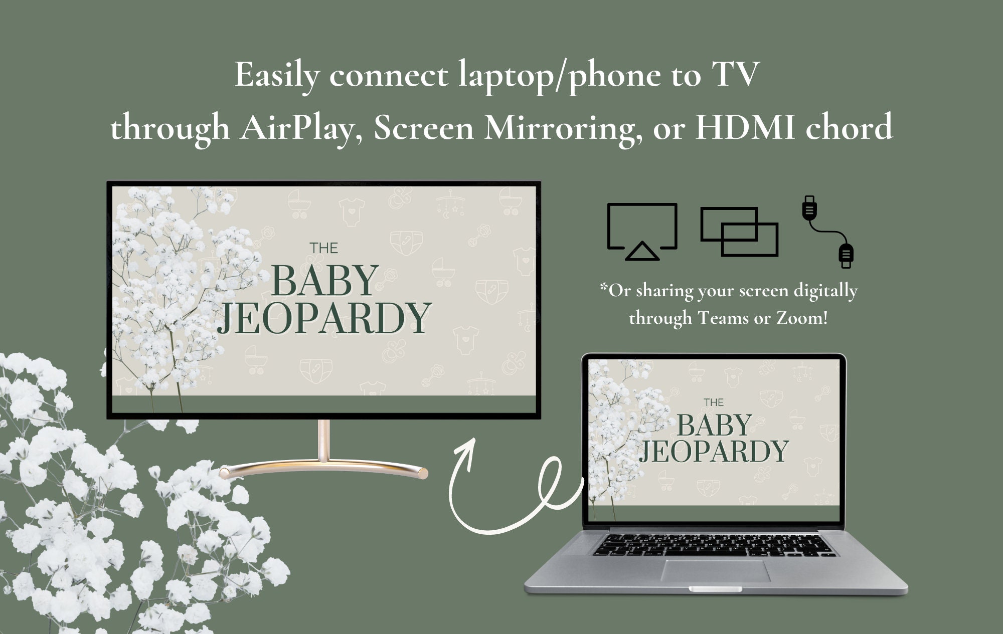 Baby Shower Jeopardy Baby Shower Game Digital Download Customizable
