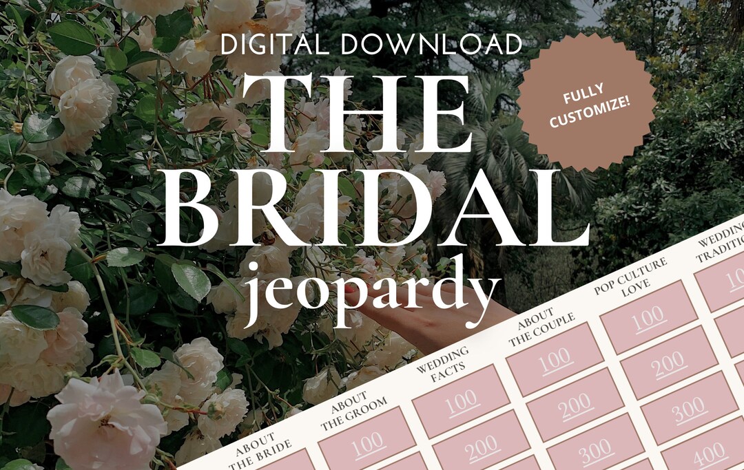 The Bridal Jeopardy Bridal Shower Game Digital Download Customizable