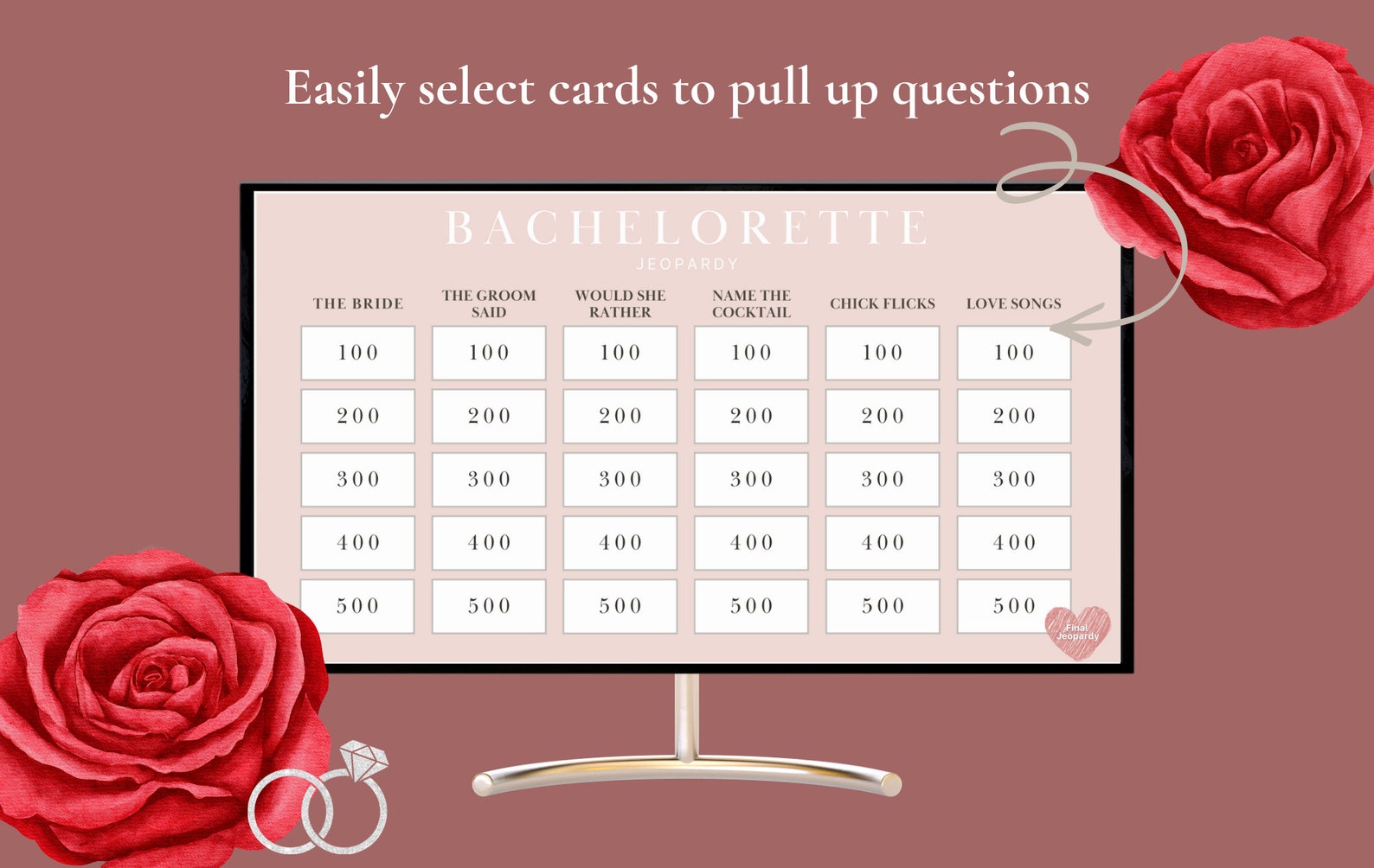 Bachelorette Party Jeopardy Digital Download Customizable Bachelorette