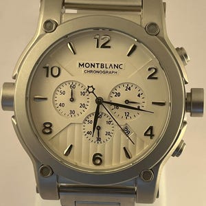 Vintage Montblanc Chronograph White Dial Date Analog Men's Wrist Watch Free Shipping
