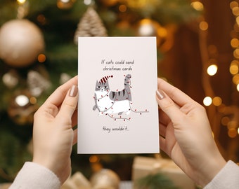 Carte de Noël drôle de chat, carte de Noël d'animal, Noël de chat, amoureux des chats, papeterie de chat