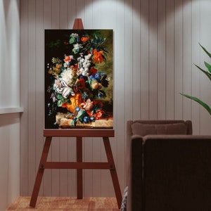 Matte Canvas Original Painting Wall Art Bouquet of Flowers in an Urn by Jan van Huysum Gift  Giclee Wall Decor Canvas Hanging