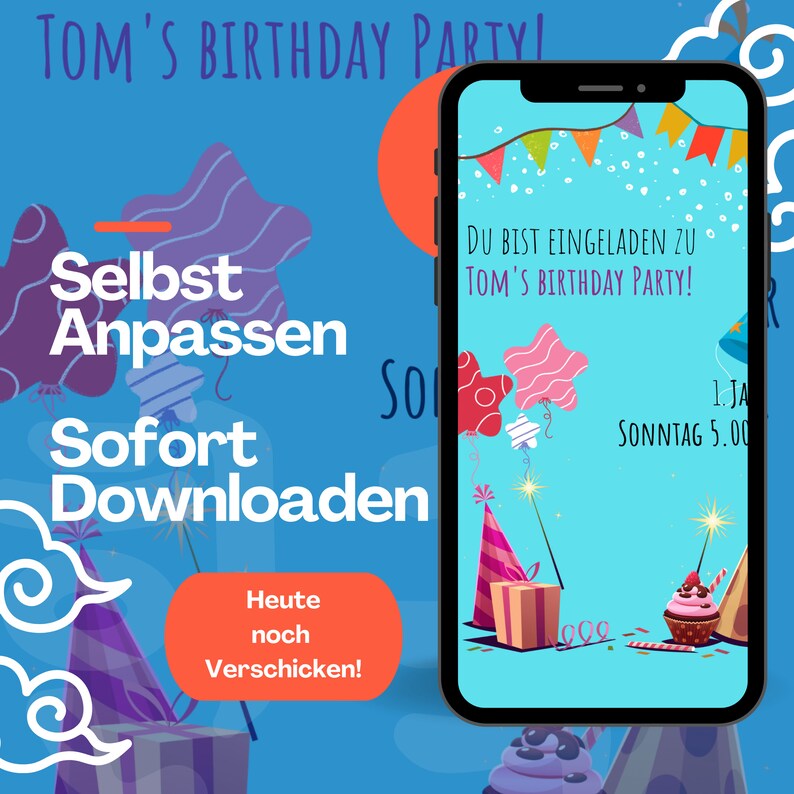Ecard Digitale Einladung 1. Geburtstag Digitale Datei - Etsy