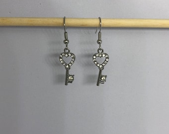 heart key earrings
