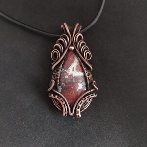 Red Jasper Wire Wrapped Pendant Handmade Crystal Healing