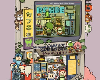 Carte postale Gameboy Arcade | Carte postale 4 x 6| postale | Original, art culinaire, décoration de maison et de cuisine, art mural café, impression numérique