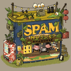 Carte postale Musubi de viande en conserve | Carte postale 4 x 6| Carte postale