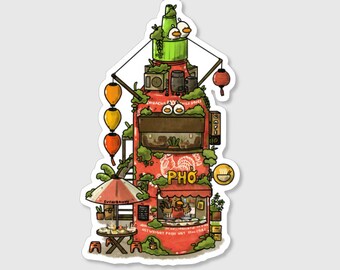Sriracha bottle Pho store Sticker  | Funny Decals, Laptop Stickers, Vinyl Stickers , waterproof sticker,