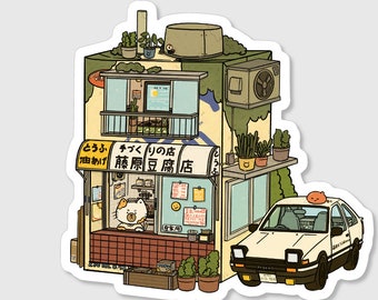 Initial D Vita Soy Tofu Shop Sticker  | Funny Decals, Laptop Stickers, Vinyl Stickers , waterproof sticker,