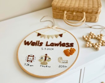 Personalized Baby Birth Stats Sign | Handmade Newborn Photo Prop