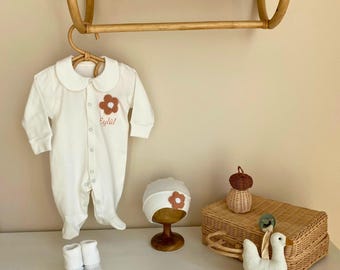 Personalized Organic Cotton Baby Romper: Embroidered Newborn Outfit