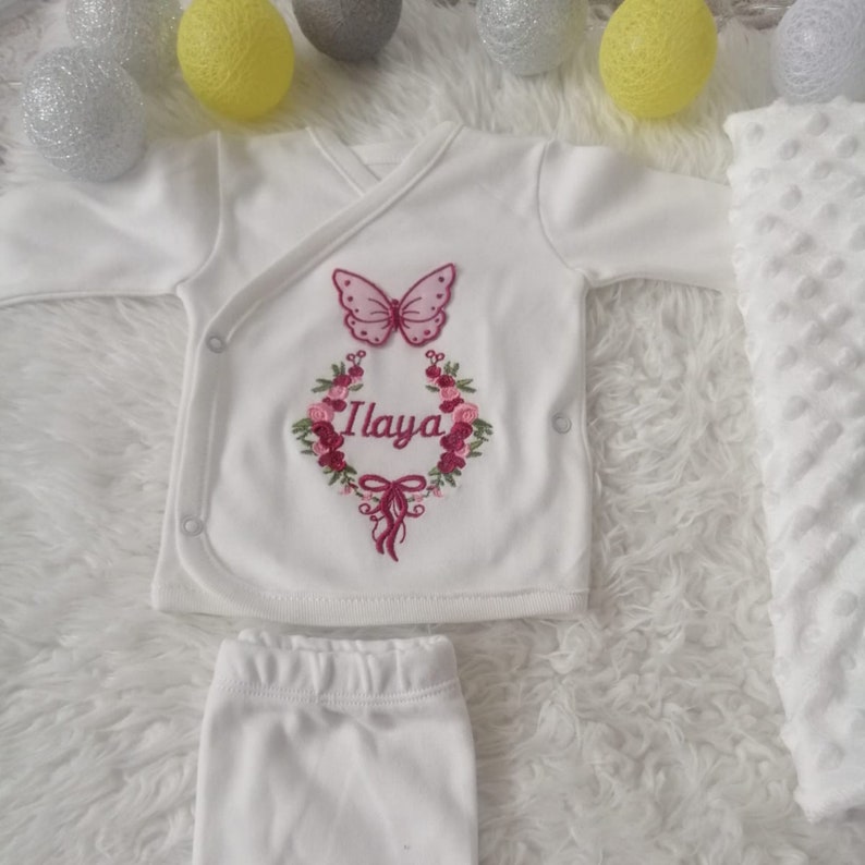 Customized Coming Home Outfit Clothing Sets with Embroidery Personalized Custom Name for Newborn Princess Baby Girl 11 Pieces image 8