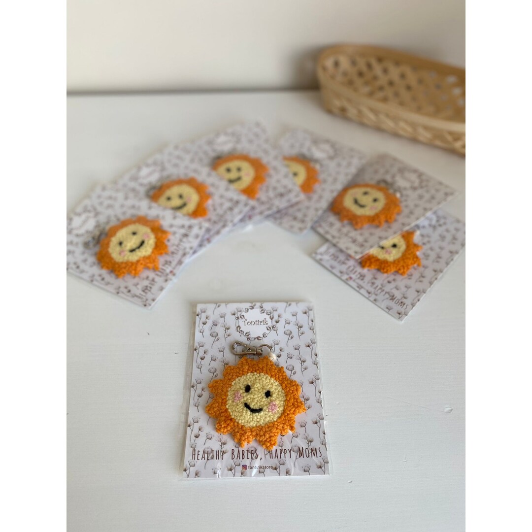 Punch Needle Lion Head Keychain Favors Animal Keychain Baby Etsy