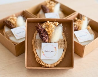 Personalized Woodland Soap Favors, Pinecone Pampas Guest Gift, Rustic Boho Baby Shower Favors