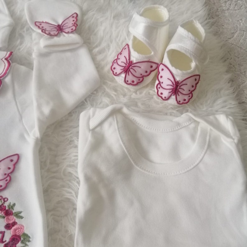 Ensembles personnalisés de vêtements de retour à la maison avec broderie Nom personnalisé personnalisé pour nouveau-né princesse bébé fille 11 pièces image 7