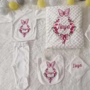 Ensembles personnalisés de vêtements de retour à la maison avec broderie Nom personnalisé personnalisé pour nouveau-né princesse bébé fille 11 pièces image 2