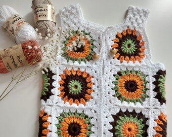 Cardigan pour bébé au crochet fait main, vêtements pour bébé tricotés à la main à motifs floraux, tenue d'été pour bébé, pull bébé sans distinction de sexe, cadeau 1er anniversaire