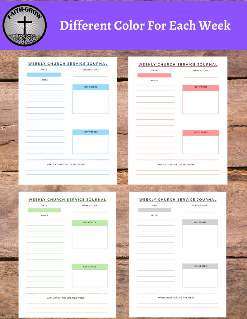 Printable Weekly Church Service Journal - Etsy