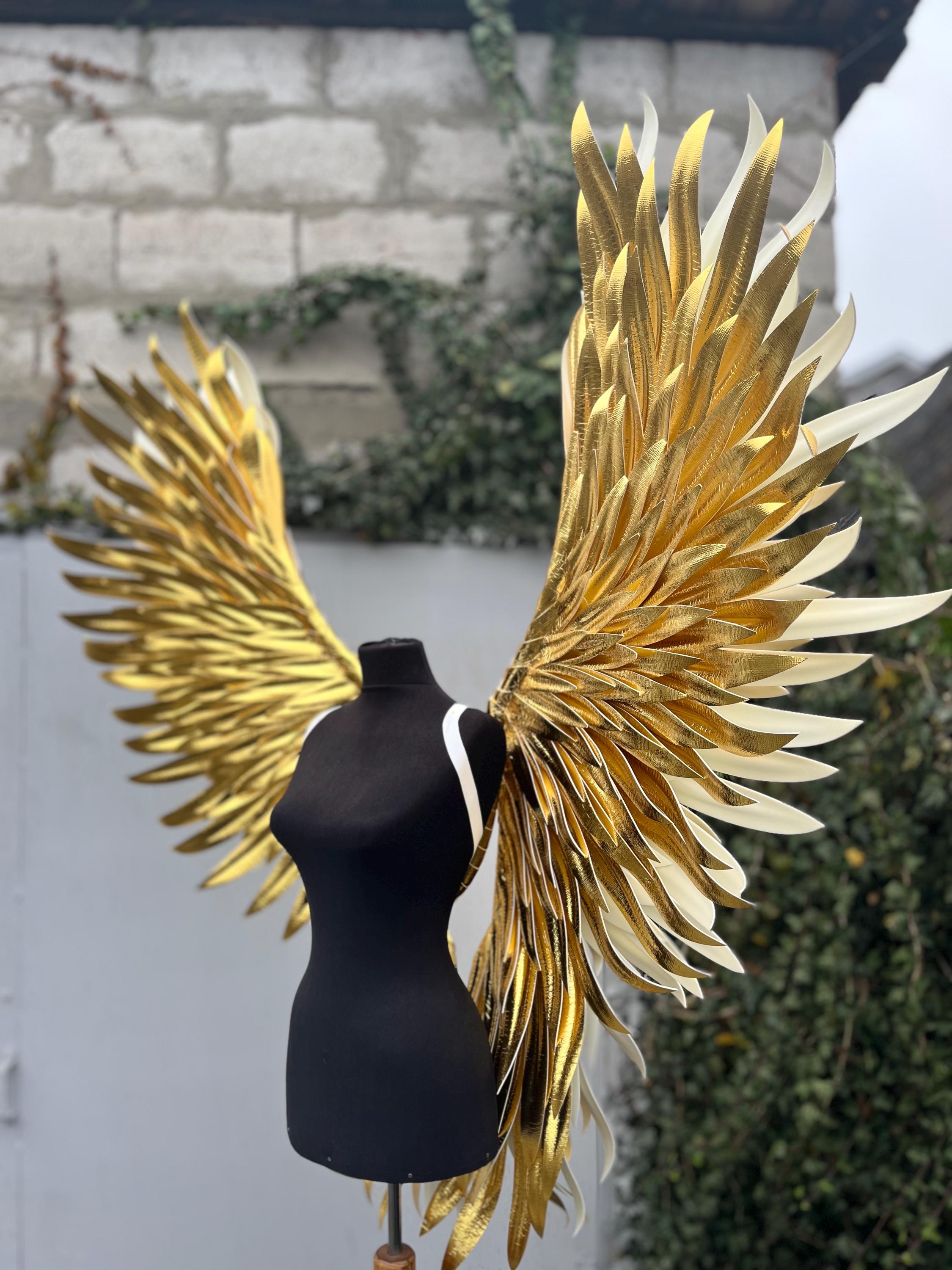 Large golden or silver angel wings,angel wings for show, gold or silver wings