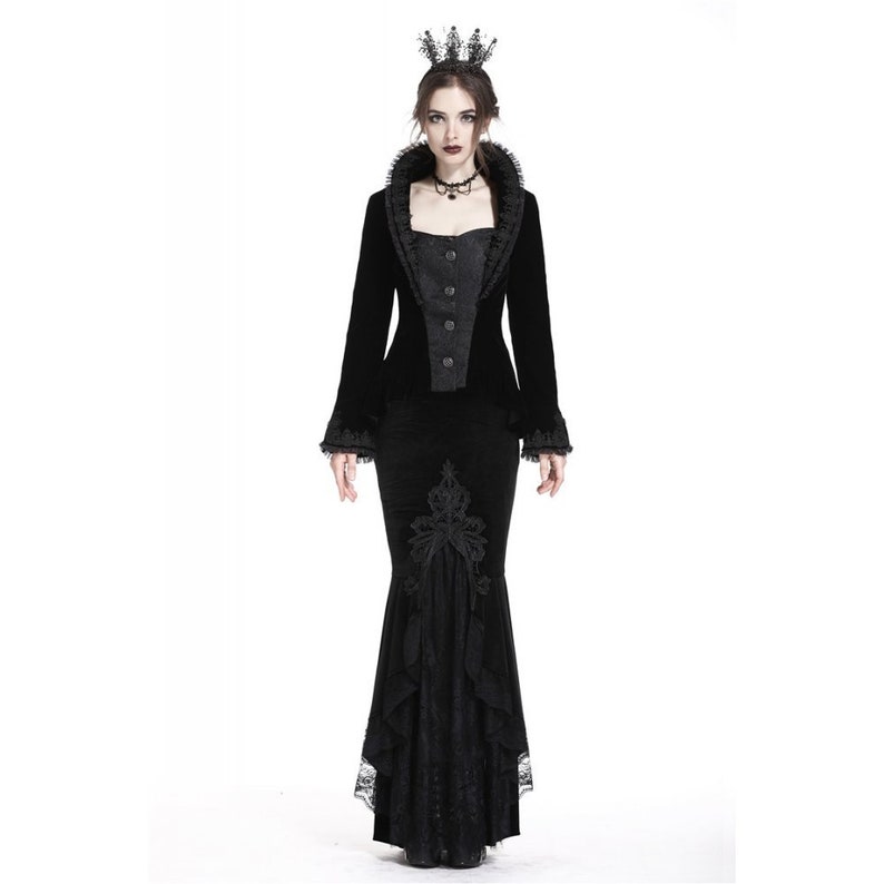 Queen Goth Gorgeous Mermaid Lacey Maxi Skirt, Gothic Prom Party Women ...