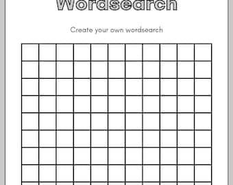Create Your Own Wordsearch Template: Printable Puzzle (Digital Download)