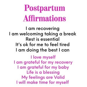 Postpartum Affirmaties, Cadeau Nieuwe moeder, Nieuwe baby, zwangerschap, Nieuwe ouder, moederschuld, Na geboortezorg, instant, afdrukbaar, Digitale download