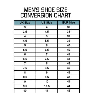 Shoe Size Chart for Men 